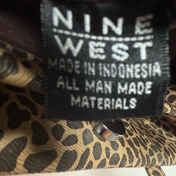 Nine West Leopard Print Shoulder Bag Snap Top Animal Pattern Purse - Picture 6 of 7